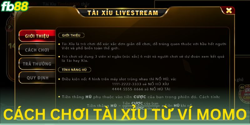 Hướng dẫn cách chơi tài xỉu từ ví momo