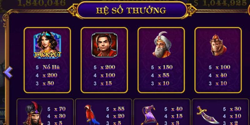 Tính năng đặc biệt trong Aladdin Slots 